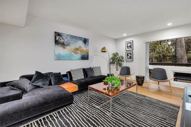 living room with hardwood / wood-style floors