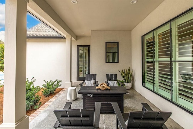 view of patio / terrace featuring outdoor lounge area and ceiling fan