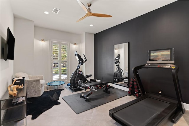 living room featuring light wood-type flooring and ceiling fan