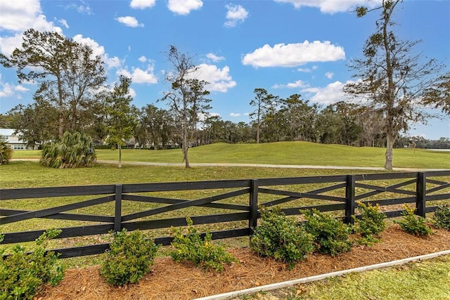 view of gate featuring a yard and a rural view