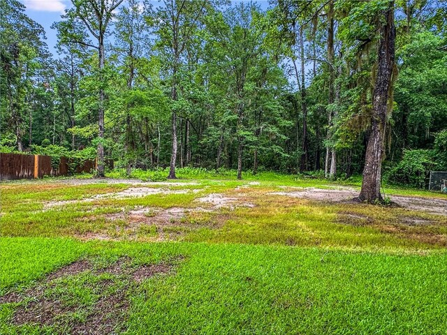 416 S Deals Cir, Woodbine, GA 31569 - view of yard with fence and a wooded view