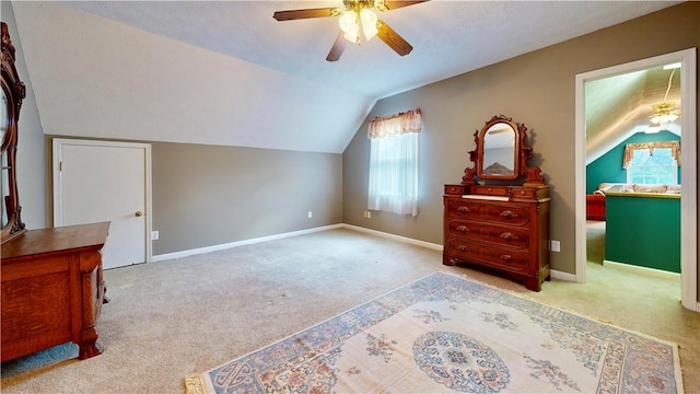1457 N River Oaks Dr, Blackshear, GA 31516 - bedroom featuring lofted ceiling, carpet, and ceiling fan