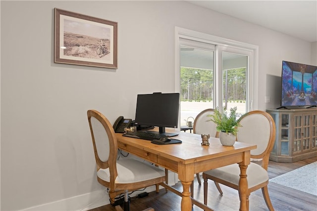 office space featuring hardwood / wood-style flooring