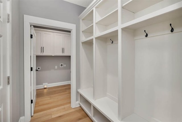 mudroom featuring light hardwood / wood-style floors