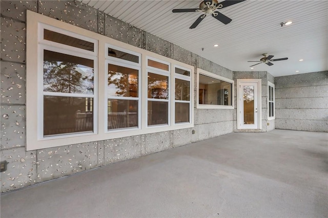 view of patio / terrace featuring ceiling fan