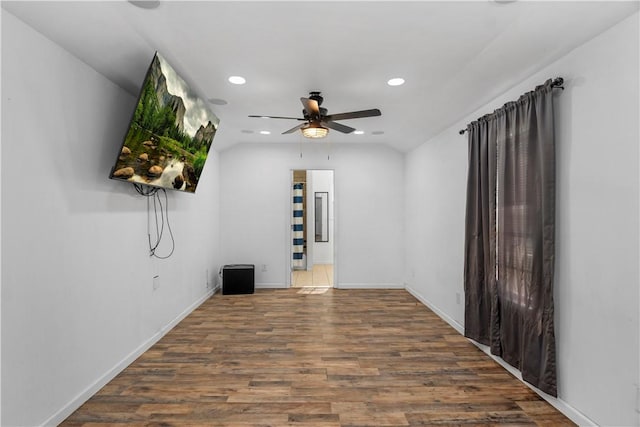 544 Lud Oquinn Rd, Odum, GA 31555 - unfurnished room with a ceiling fan, wood finished floors, recessed lighting, and baseboards
