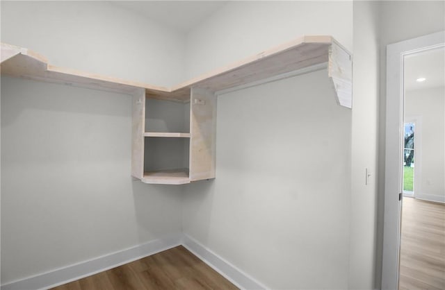 spacious closet with hardwood / wood-style flooring