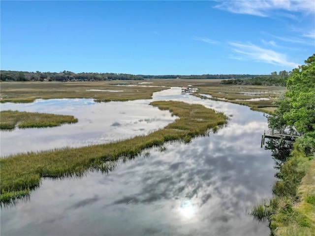 birds eye view of property with a rural view and a water view