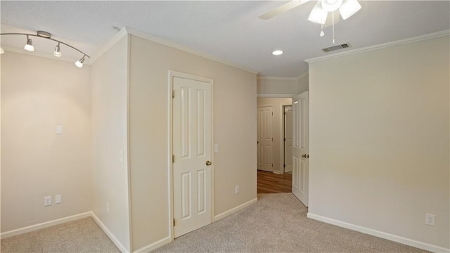 500 Altamaha Rd, Jesup, GA 31545 - hallway featuring ornamental molding, carpet flooring, and recessed lighting