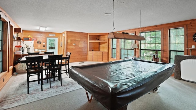 500 Altamaha Rd, Jesup, GA 31545 - rec room with wooden walls, carpet floors, a textured ceiling, and billiards