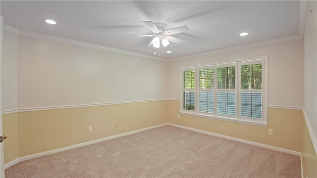 500 Altamaha Rd, Jesup, GA 31545 - carpeted spare room with ceiling fan, recessed lighting, crown molding, and a textured ceiling