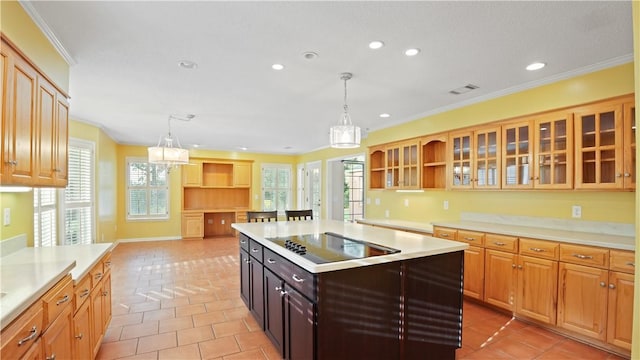 500 Altamaha Rd, Jesup, GA 31545 - kitchen featuring light countertops, recessed lighting, plenty of natural light, open shelves, and hanging light fixtures