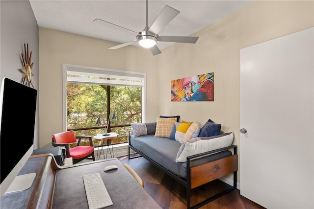 1332 Oak St Unit 9, Saint Simons Island, GA 31522 - living room featuring wood finished floors and a ceiling fan