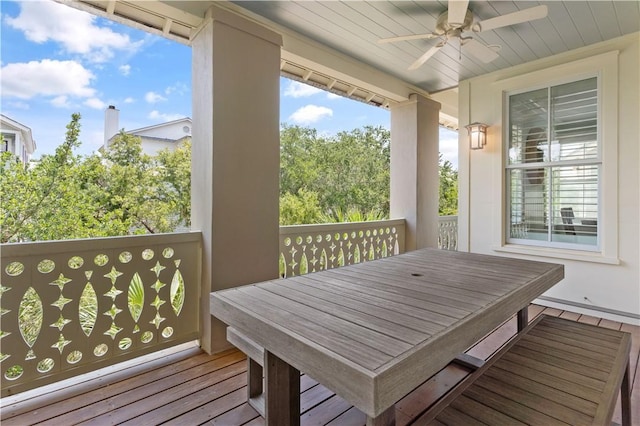 deck with a ceiling fan