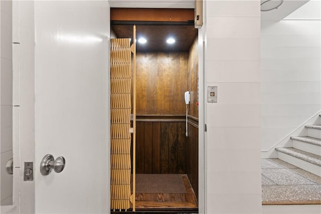 bathroom featuring elevator