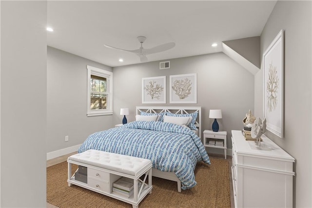 bedroom with carpet and ceiling fan