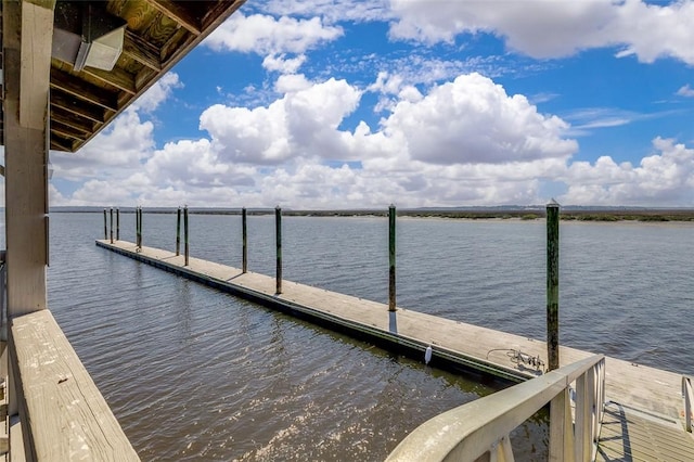 view of dock featuring a water view