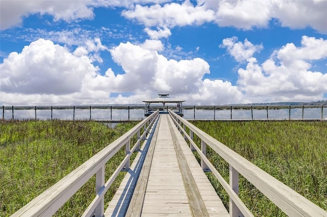 view of dock with a gazebo