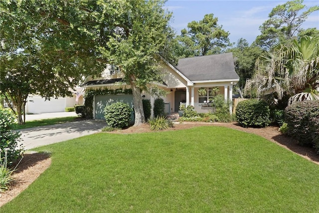 151 Raymonds Grant Trce, Saint Simons Island, GA 31522 - view of front of home featuring driveway, a porch, a front lawn, and stucco siding