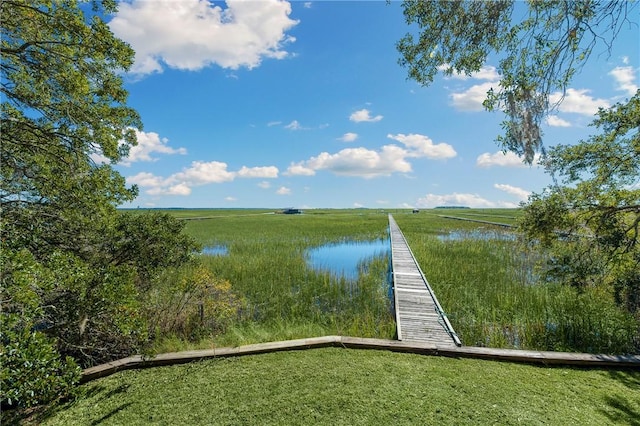 dock area with a water view