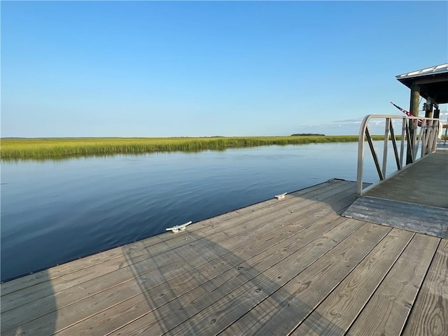 view of dock featuring a water view