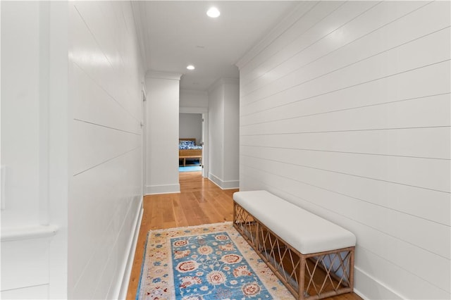 hall featuring light wood-type flooring