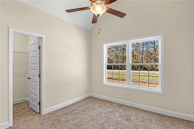 838 Old Ccc Rd, Brunswick, GA 31523 - carpeted spare room with ceiling fan and vaulted ceiling