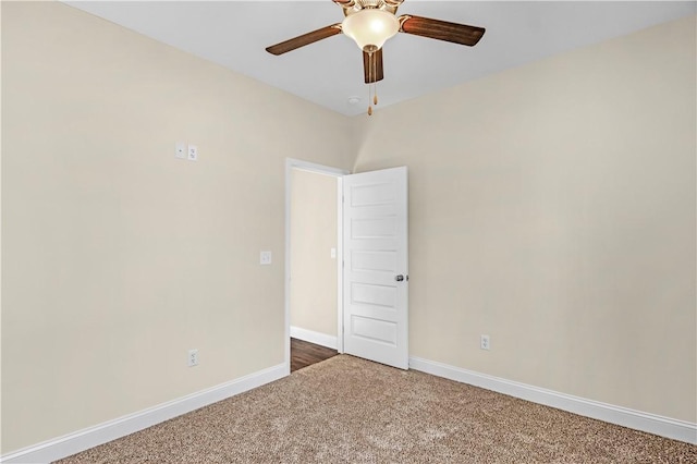838 Old Ccc Rd, Brunswick, GA 31523 - empty room with ceiling fan and dark colored carpet
