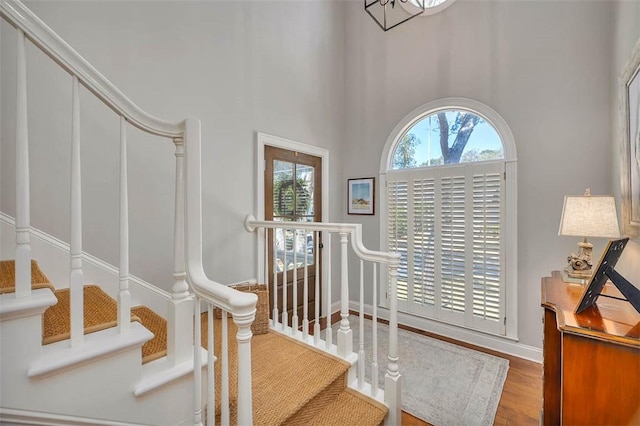 staircase featuring wood finished floors