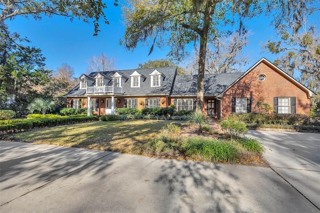 new england style home featuring a front yard