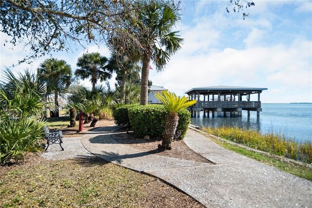 view of community featuring a water view