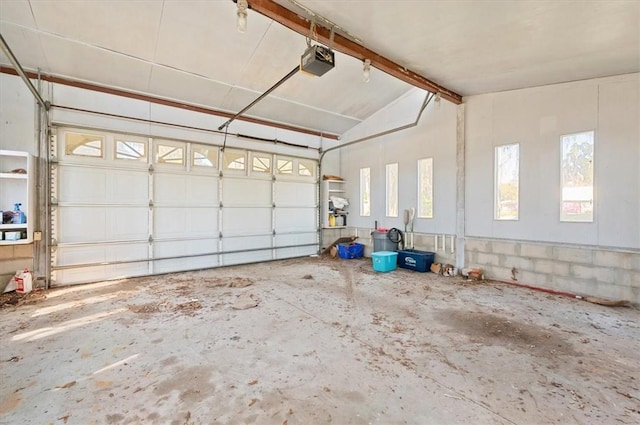 garage with a garage door opener