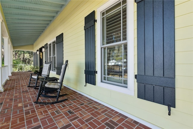 view of patio featuring covered porch