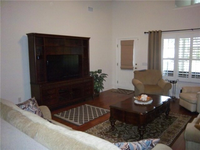 living area with wood finished floors