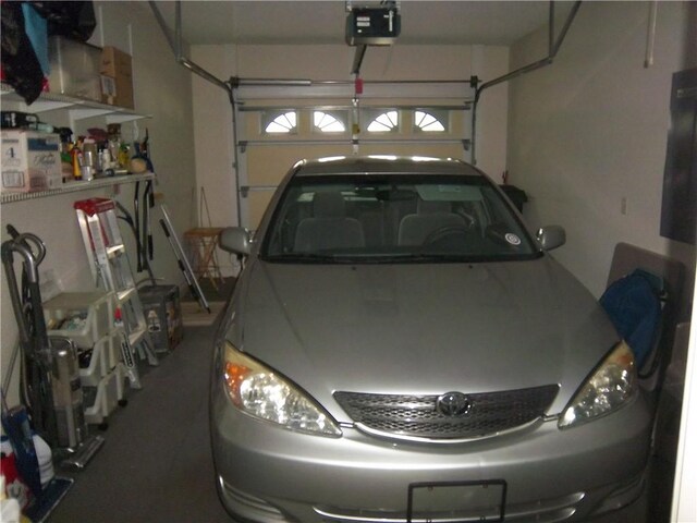 garage with a garage door opener