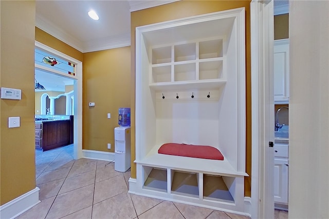 4949 Trudie Rd, Blackshear, GA 31516 - mudroom featuring light tile patterned floors and crown molding
