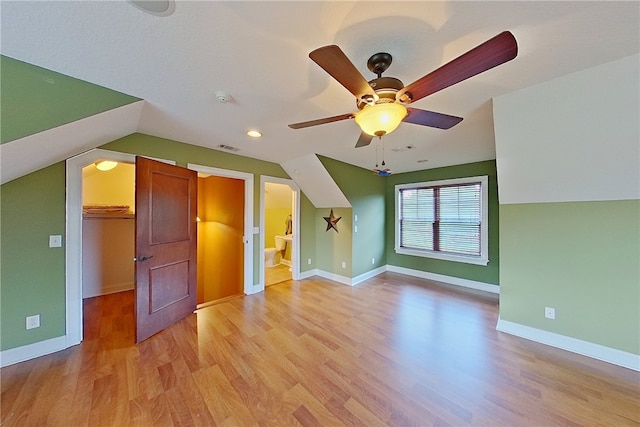 4949 Trudie Rd, Blackshear, GA 31516 - additional living space featuring light wood-style floors, lofted ceiling, a ceiling fan, and recessed lighting