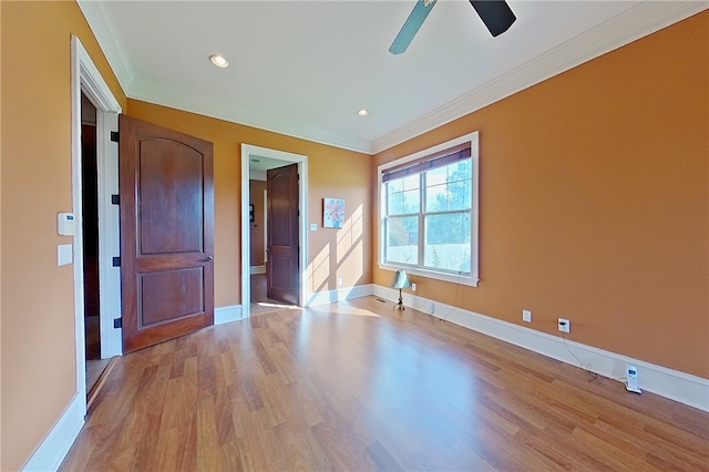4949 Trudie Rd, Blackshear, GA 31516 - unfurnished room with ornamental molding, wood finished floors, a ceiling fan, and recessed lighting