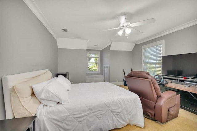 126 Riverwalk Dr, Brunswick, GA 31523 - carpeted bedroom with crown molding, ceiling fan, and baseboards