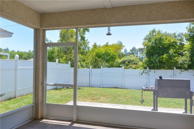 view of unfurnished sunroom