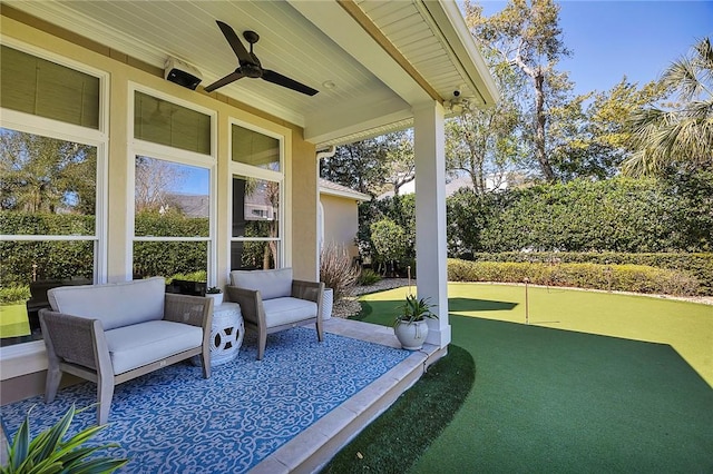 view of patio / terrace with ceiling fan