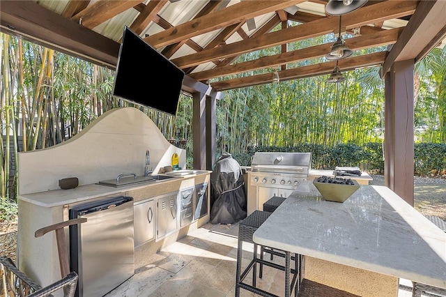 view of patio featuring area for grilling