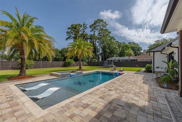 147 Butler Lake Dr, Saint Simons Island, GA 31522 - view of pool featuring a pool with connected hot tub, a fenced backyard, and a patio