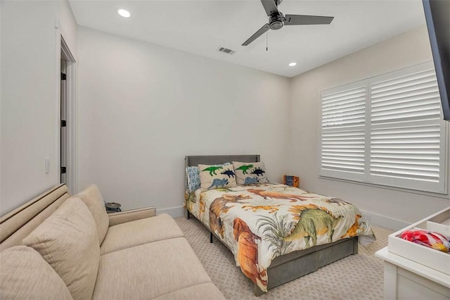 147 Butler Lake Dr, Saint Simons Island, GA 31522 - carpeted bedroom featuring recessed lighting and ceiling fan