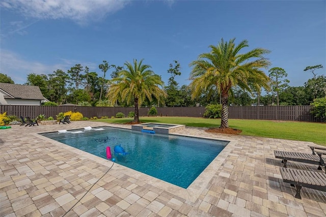 147 Butler Lake Dr, Saint Simons Island, GA 31522 - view of pool with a pool with connected hot tub, a fenced backyard, and a patio area
