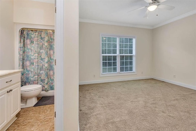 253 Winding Trl, Brunswick, GA 31523 - full bath with crown molding, ceiling fan, vanity, and curtained shower