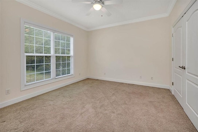 253 Winding Trl, Brunswick, GA 31523 - spare room with ornamental molding, light carpet, and a ceiling fan