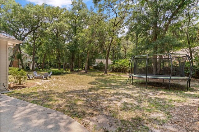 view of yard with a trampoline