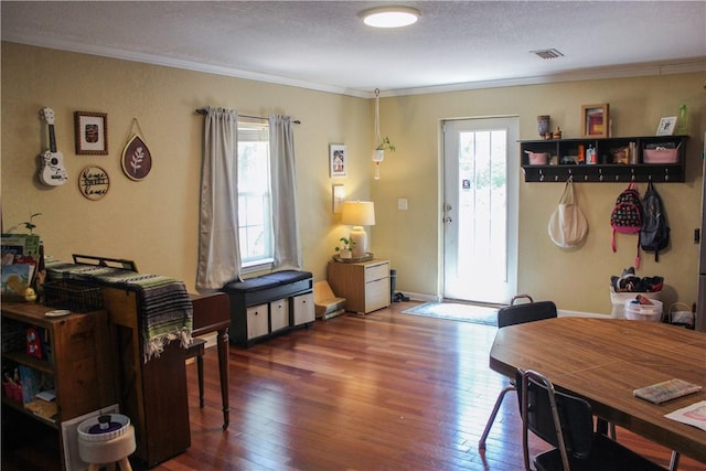 7535 Browntown Rd, Waynesville, GA 31566 - office area featuring hardwood / wood-style flooring and crown molding