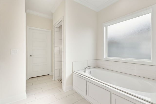 177 Verano St, Kingsland, GA 31548 - full bathroom with ornamental molding, a bath, and tile patterned floors